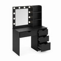 Tocador de Madera con Espejo LED y Cajones Negro
