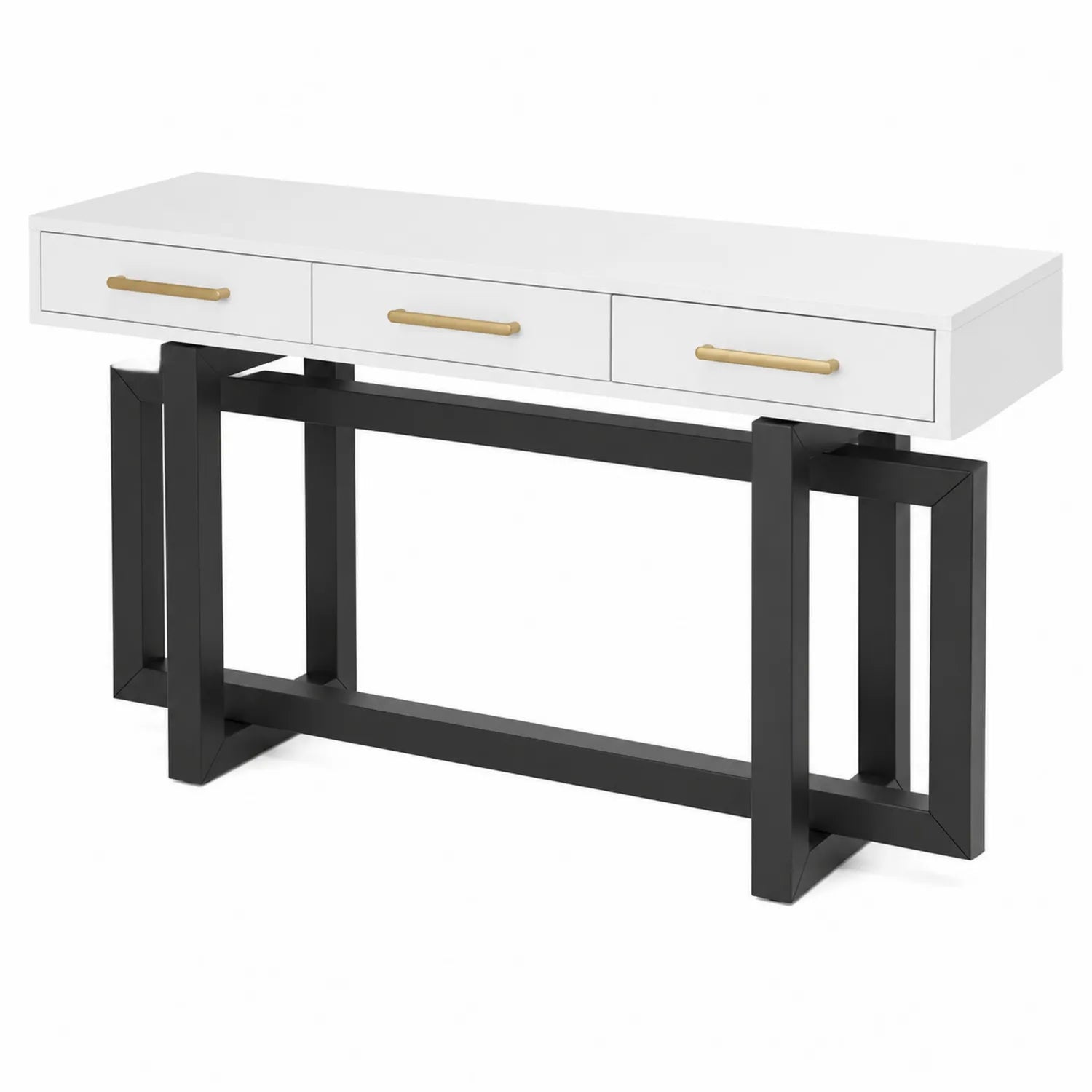 Mesa consola de MDF con 3 cajones y estructura metálica