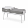 Banco de Madera con Cojín Gris y Cajón 102x35x58 cm