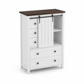 Cajonera de Madera con Puerta Corredera Blanca y Madera Natural
