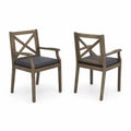 Silla de Madera de Acacia para Exterior con Cojines, Juego de 2, Gris