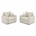 Ensemble de 2 fauteuils en tissu beige avec coussins