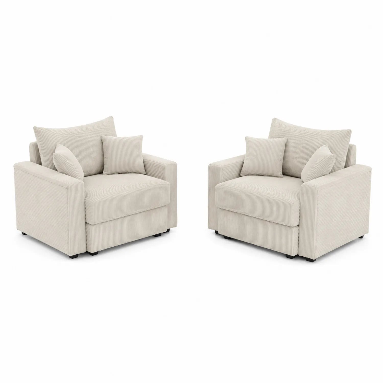Conjunto de 2 sillones de tela beige con cojines