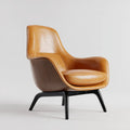 Armchair Leather Upholstered 75x85x80 cm - Tan - Mid-Century Modern