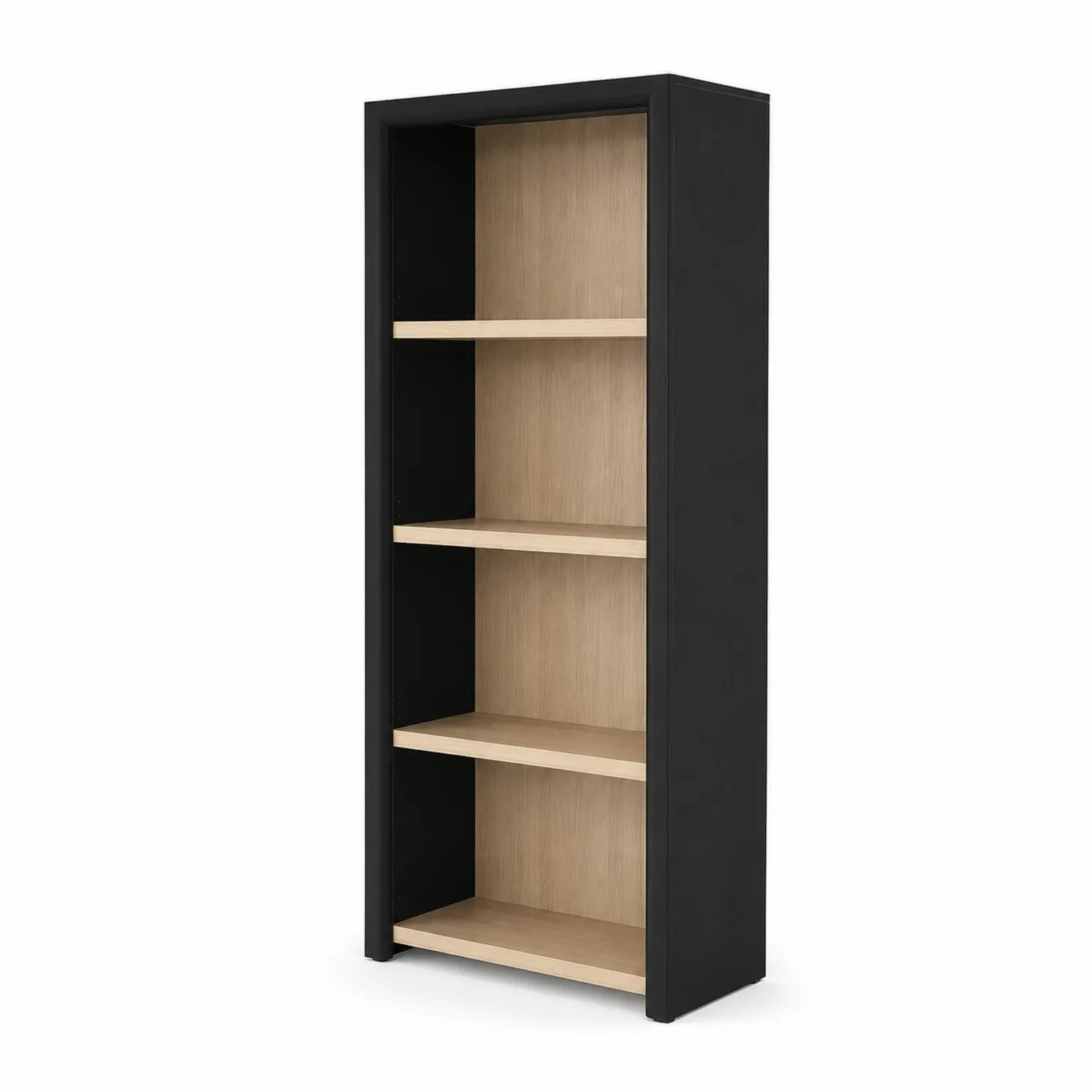 Estantería de Madera Negra y Natural de 4 Niveles