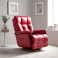 Leather Recliner Chair 100x90x95 cm - Red - Swivel Base - Ergonomic Design