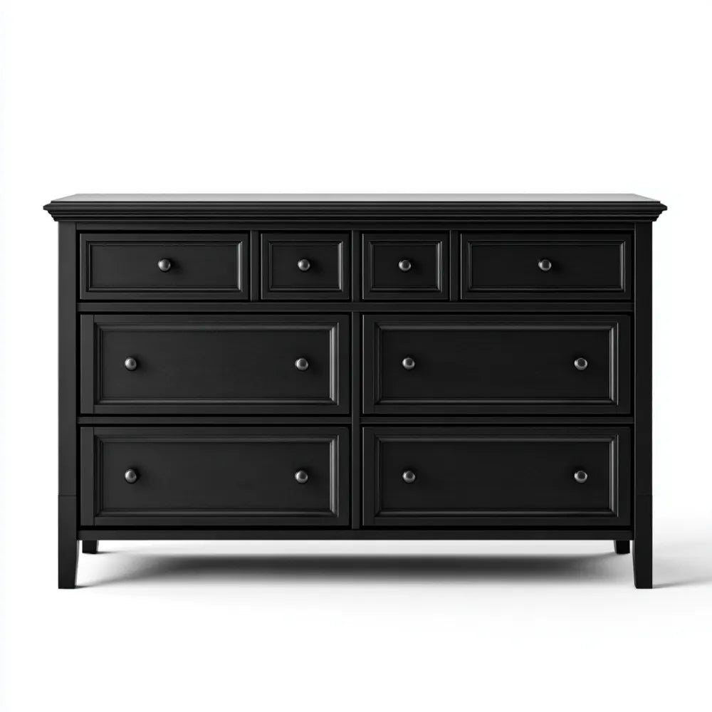 Chest of Drawers Solid Wood 120x40x80 cm - Black - Classic Design