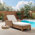 Patio Recliner Wicker Adjustable Lounger 78x26x15 in with Cushions – Beige – Outdoor Relaxation