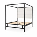 Cama con Dosel de Metal con Cabecero Tapizado 200x160 cm