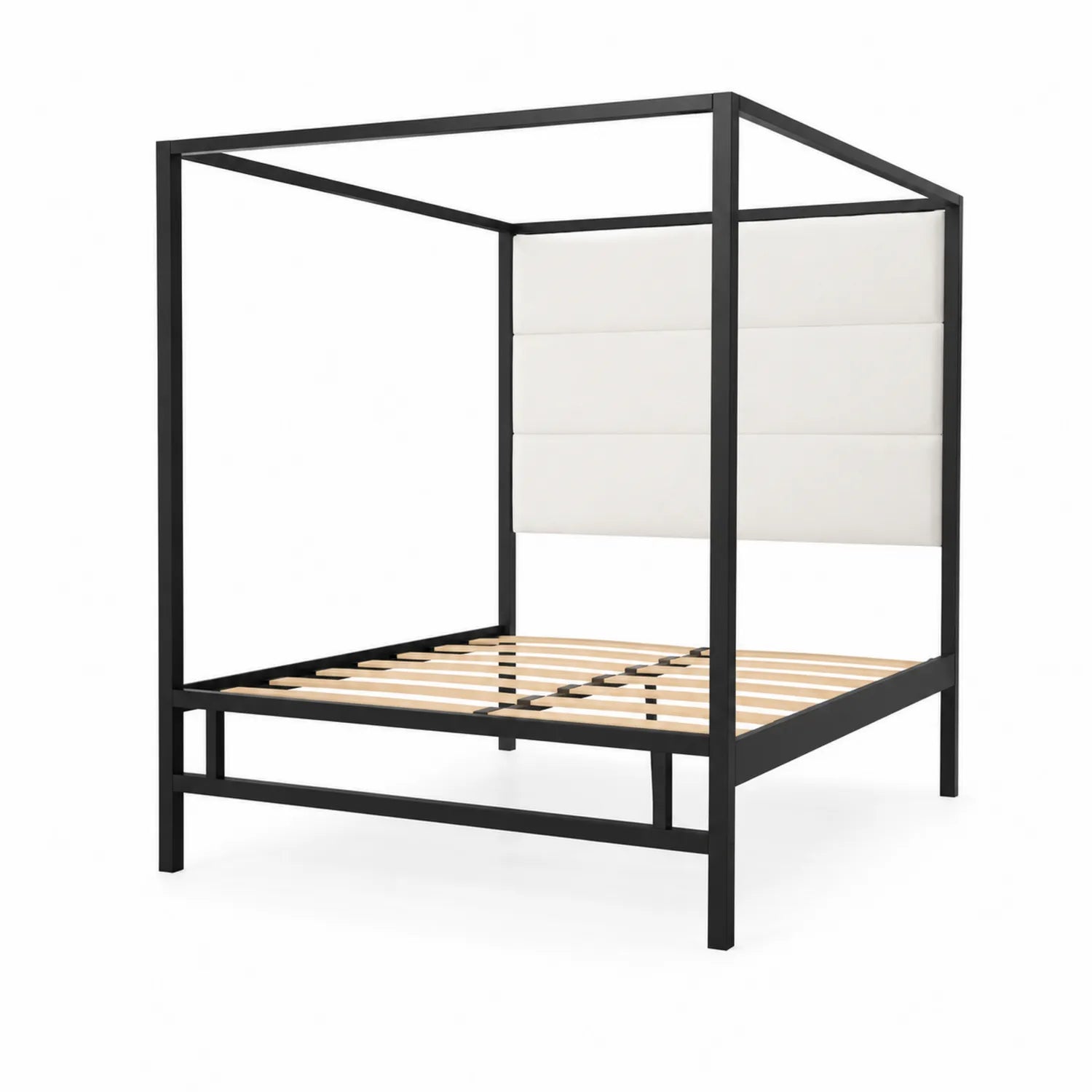 Cama con Dosel de Metal con Cabecero Tapizado 200x160 cm