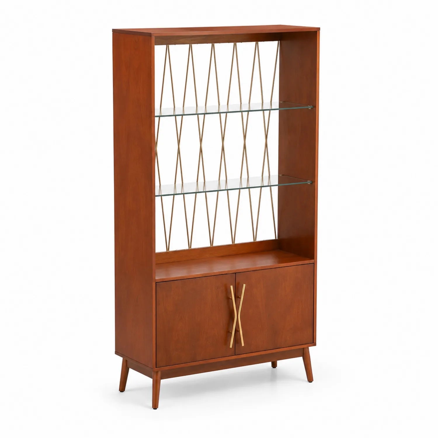 Estantería de Madera y Vidrio Marrón