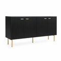 Aparador de MDF Negro con Patas de Metal Dorado