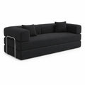 Canapé en tissu noir avec pieds en métal chromé