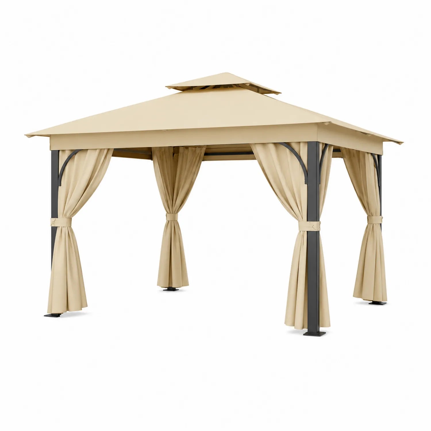 Tonnelle carrée en acier et polyester beige 3x3m