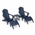 Set de Sillas Adirondack con Reposapiés y Mesa, Madera Plástica Azul Marino