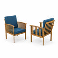 Set de 2 sillas de madera de acacia con cojín azul