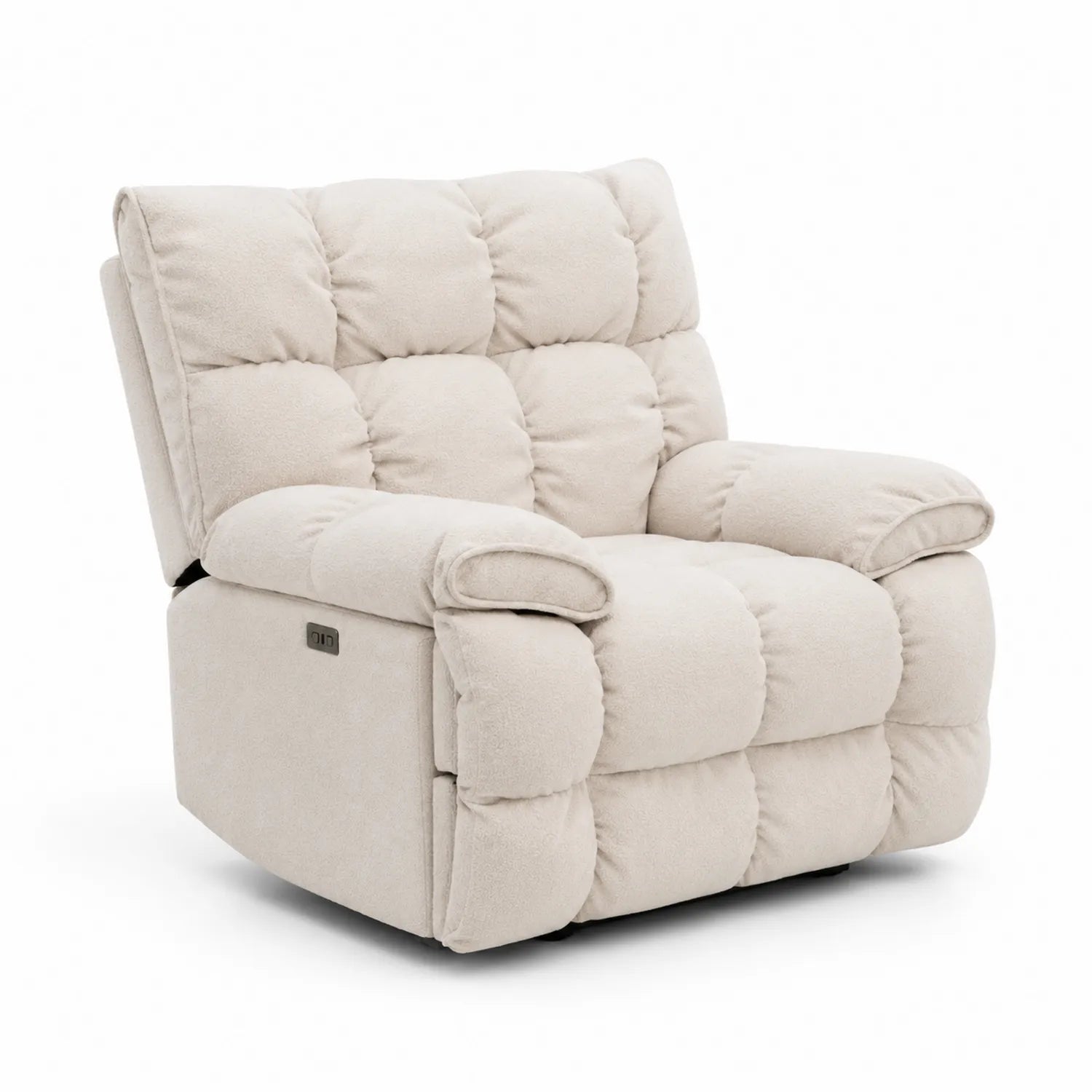Sillón reclinable de tela beige con espuma de alta densidad