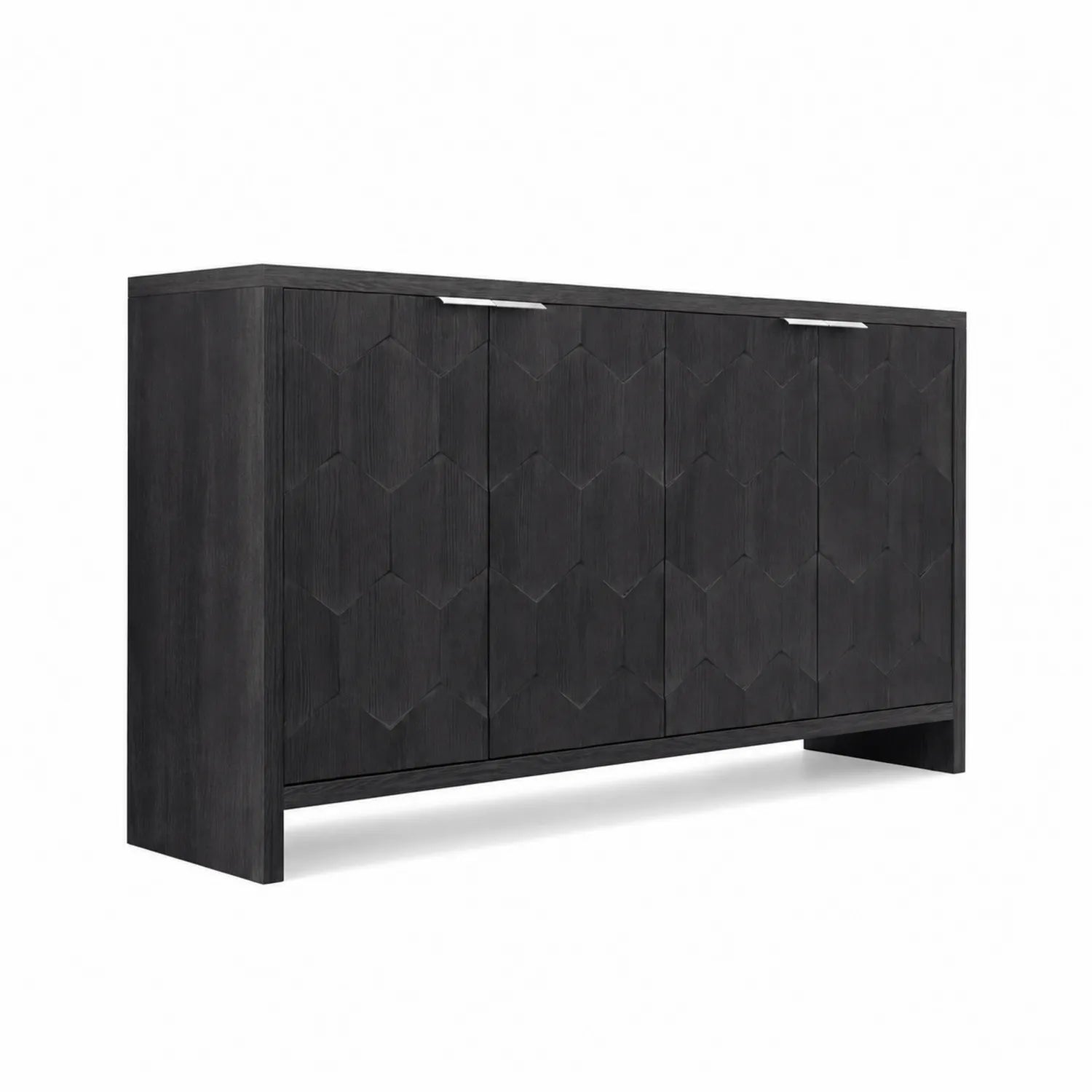 Aparador de madera MDF negro 150x80x40 cm