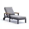 Outdoor Recliner Chair - Metal Frame with Fabric Cushions - 190x65x35 cm - Grey - Adjustable Backrest