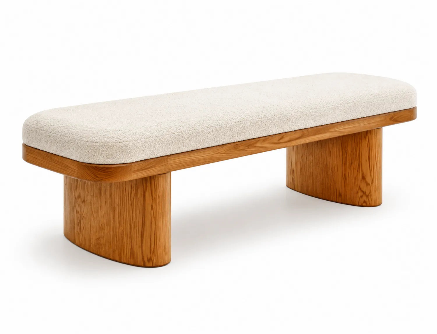 Banco de madera de roble con tejido de poliéster Beige