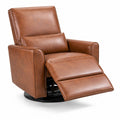 Fauteuil inclinable en similicuir marron avec piètement pivotant