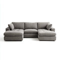Sectional Sofa Set Fabric Upholstered 260x150x85 cm - Light Gray - Modern Design