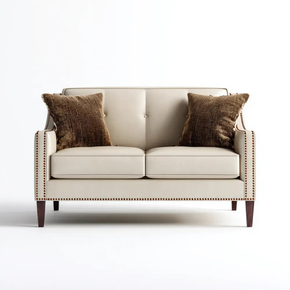 Two-Seater Sofa 150x85x90 cm - Fabric Upholstery Beige - Classic Design