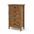 Commode 5 tiroirs en bois massif marron