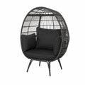 Silla de Exterior en Forma de Huevo de Ratán Sintético Negra
