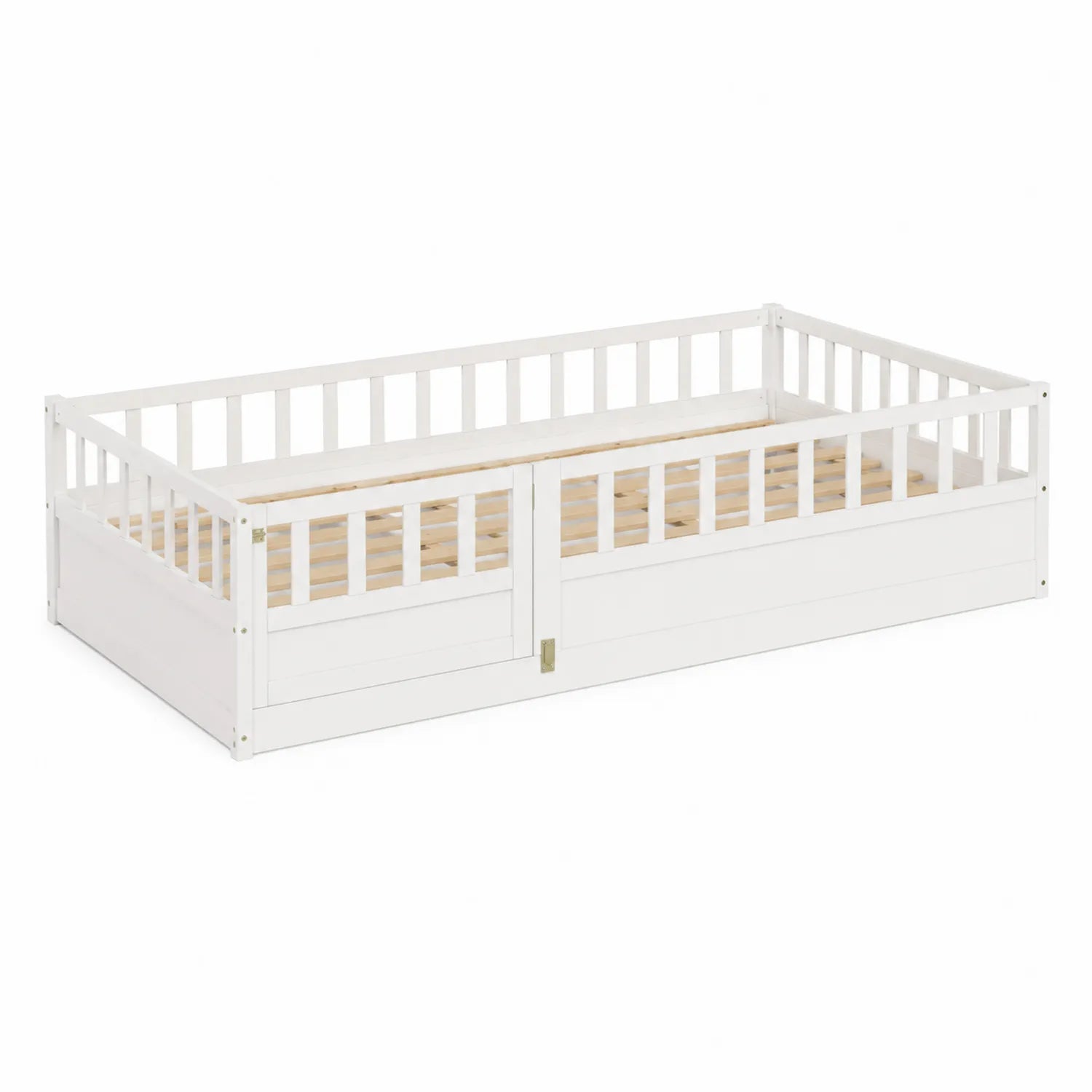 Cama infantil de madera de pino blanca 200 cm
