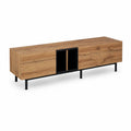 Mueble de TV de Madera y Metal con Acabado Roble 180x40x45 cm