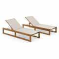 Set de 2 tumbonas de madera de acacia y poliéster beige ajustable