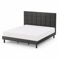 Cama tapizada doble de poliéster y marco de acero gris oscuro