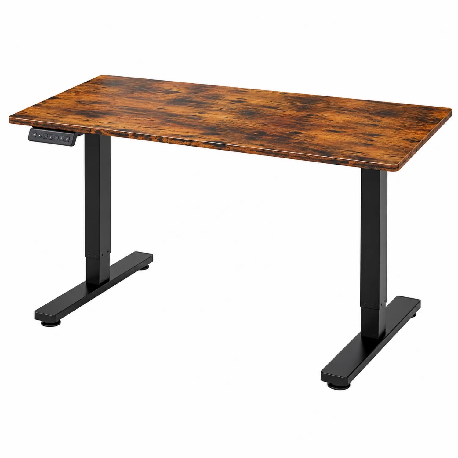 Escritorio Ajustable Eléctrico de Madera y Metal Marrón Vintage 140x70 cm