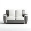 Loveseat Sofa Leather Upholstery 150x85x90 cm - White/Grey - Contemporary Design