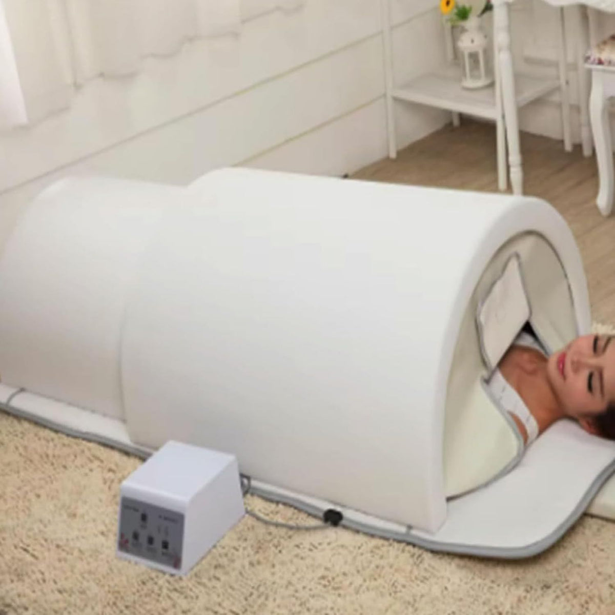 Domo de Sauna de infrarrojo lejano – con calefacción, blanco