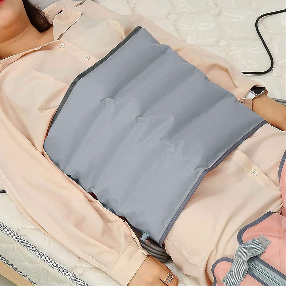 Masajeador eléctrico - masaje por compresión de aire, de pie, ajustable, 3 modos, gris