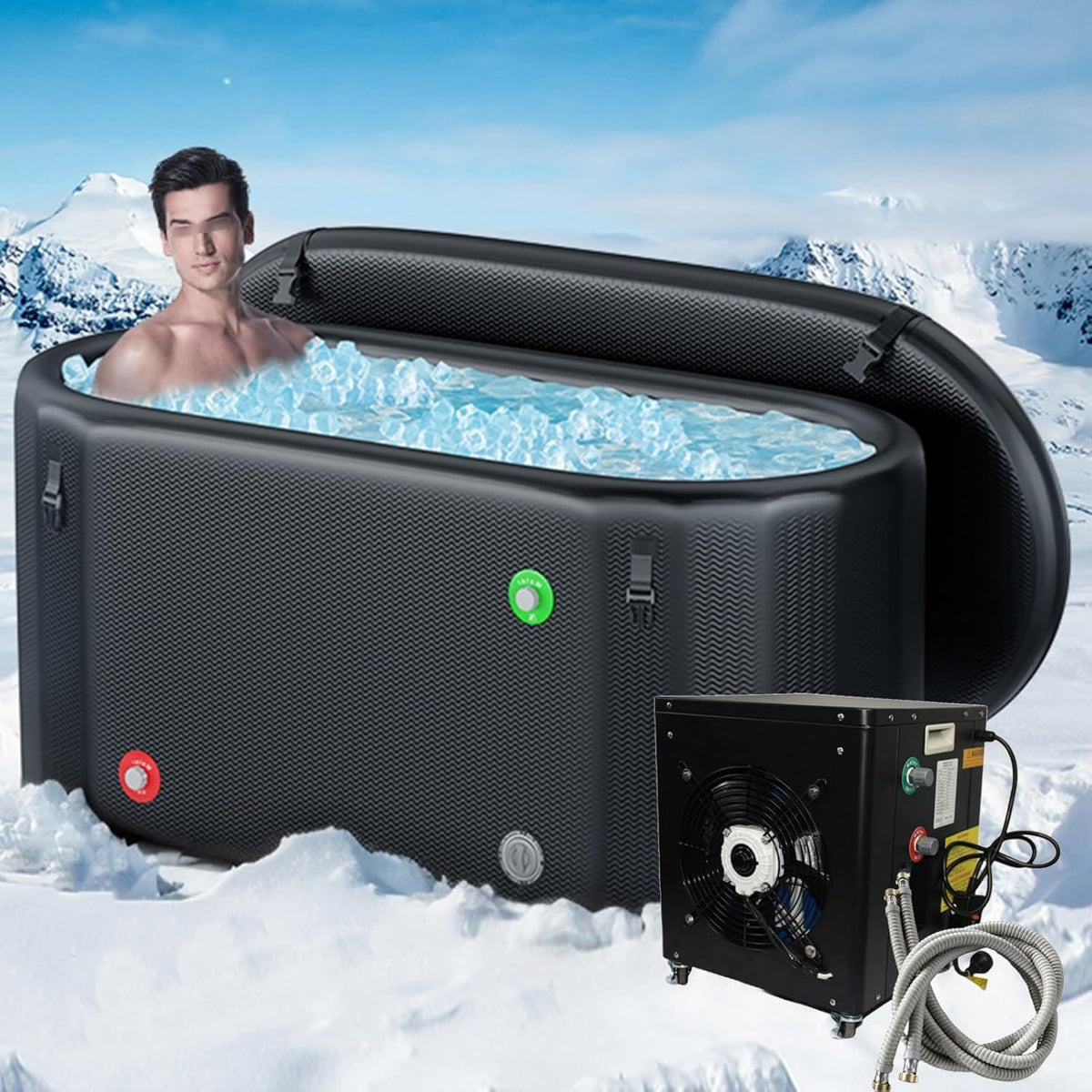 Enfriador para baño de hielo - estructura inflable, 170cm, 8HP