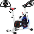 HOMCOM Bicicleta estática: estructura de acero, ajustable, funcionamiento silencioso, con ruedas, blanco
