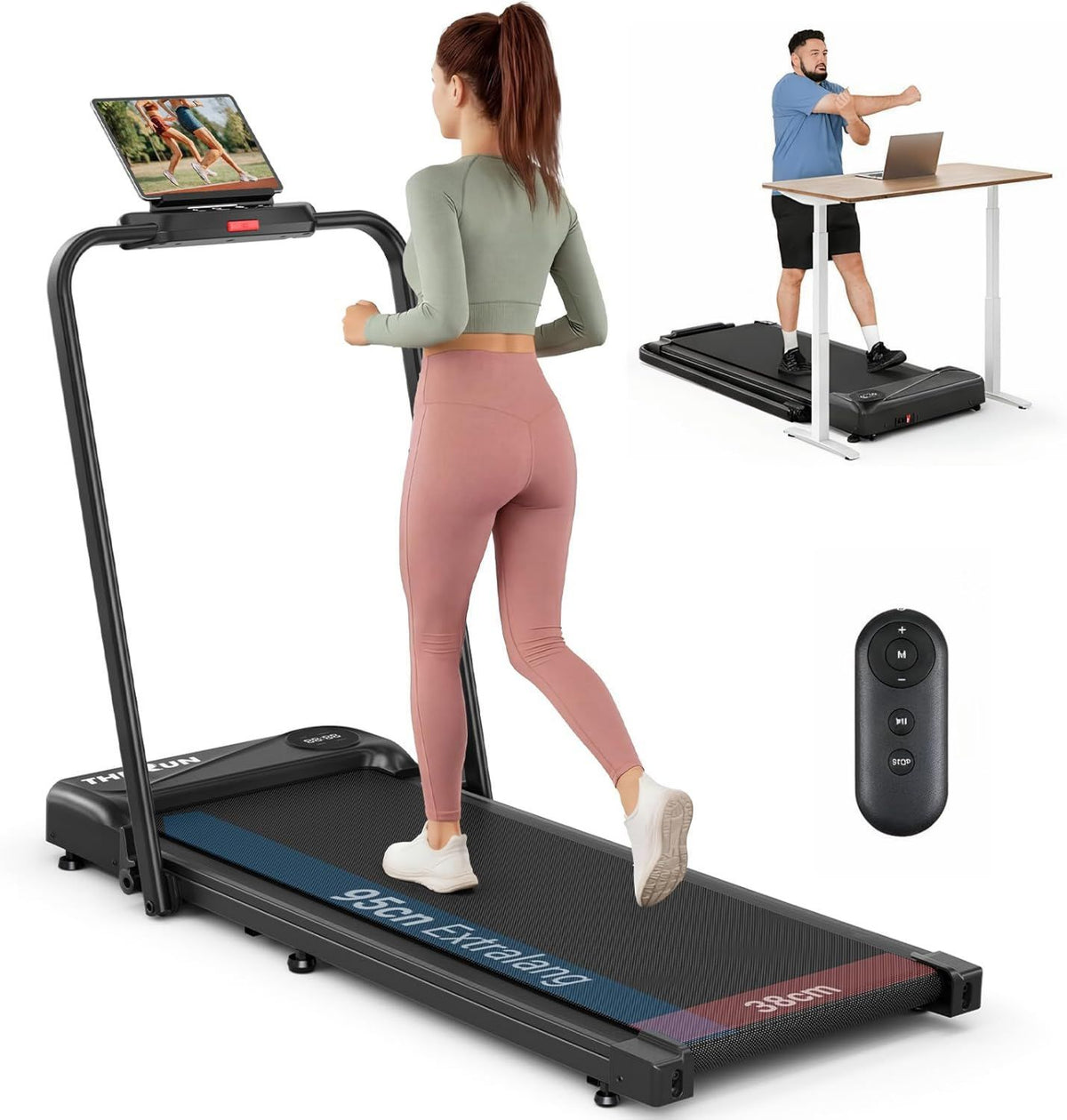 Cinta para caminar – plegable, funcionamiento silencioso, pantalla LED, 10 km/h, THERUN