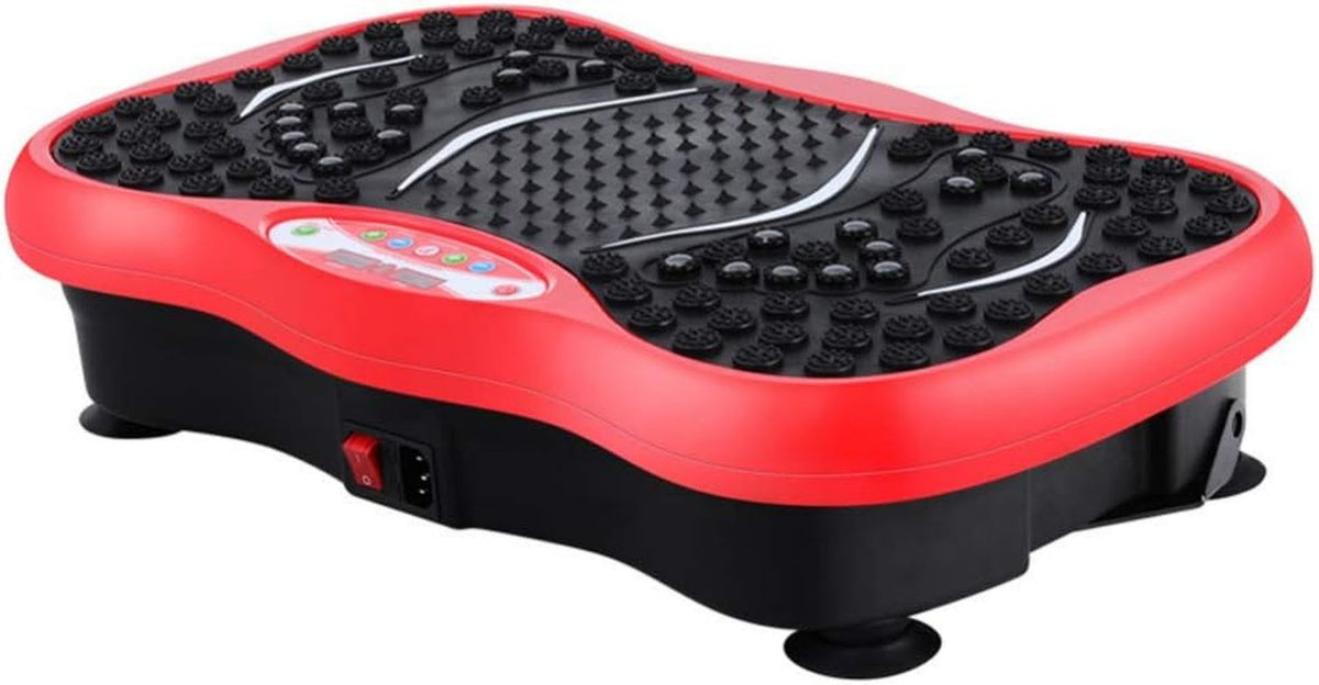 Plataforma vibratoria – con bandas de resistencia, tecnología 3D/4D, conexión Bluetooth, 99 Niveles, rojo