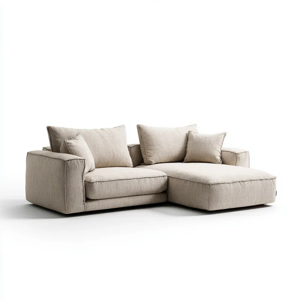 Sectional Sofa Set Fabric Upholstered 230x150x85 cm - Beige - Modern Design