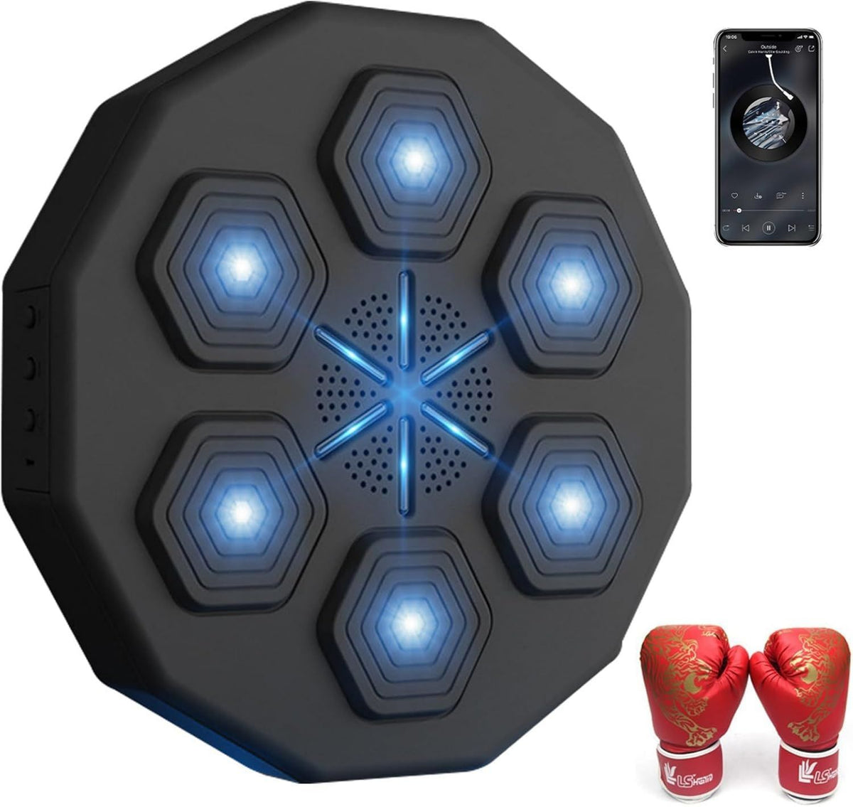 Máquina de boxeo musical - con puerto USB, pantalla LED