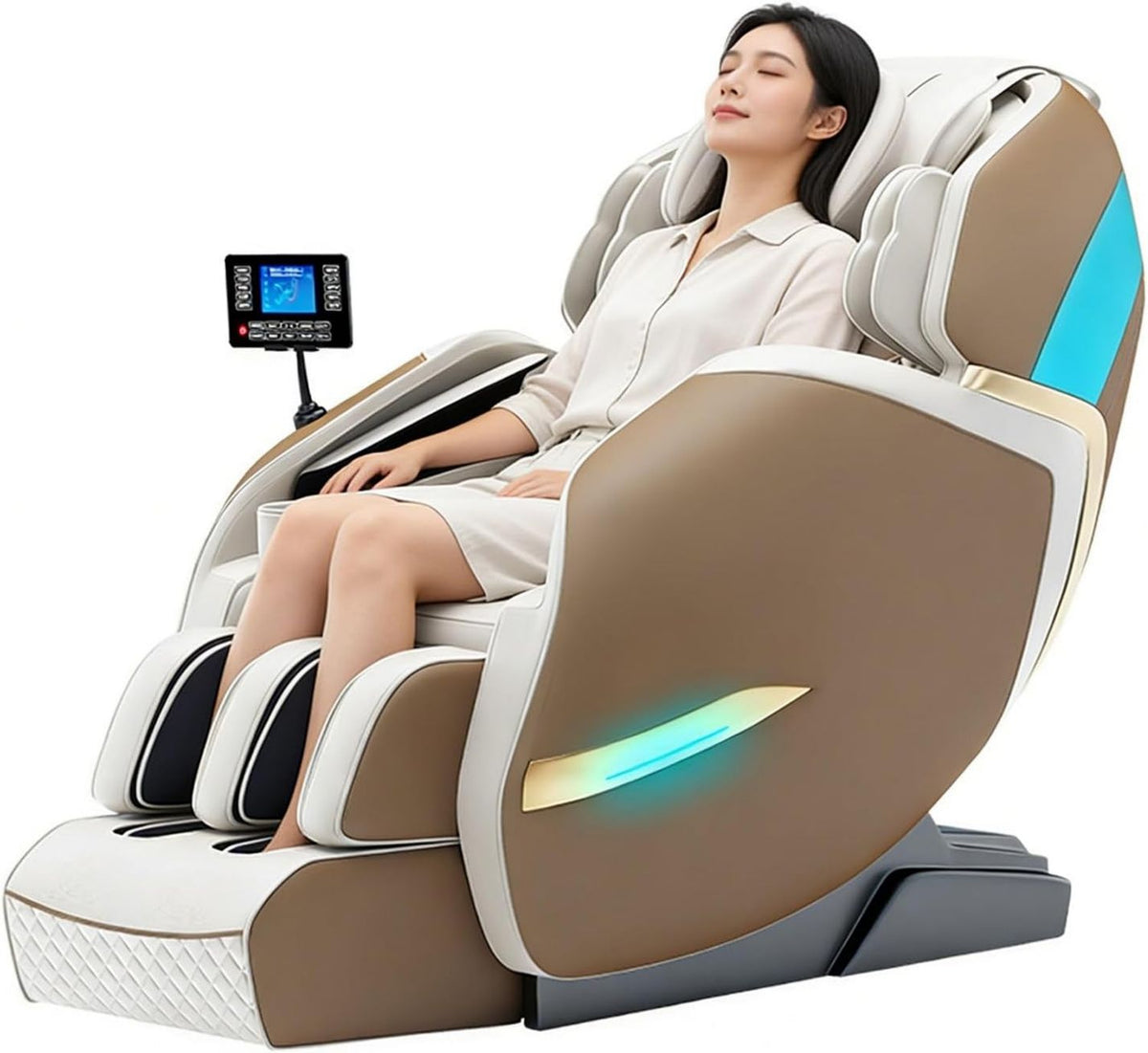 Sillón de masaje – posición de gravedad cero, entrenamiento de cuerpo completo, tecnología 3D/4D, beige