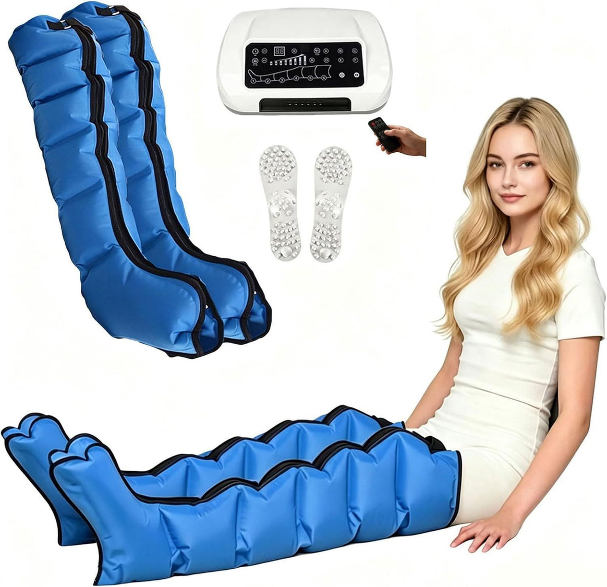 Botas de presoterapia - masaje por compresión de aire, con cámara, uso doméstico, 240 mmHg, 6 Cámaras
