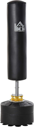 HOMCOM Saco de boxeo - de pie, base rellenable con agua, 170cm, 45 kg, 30 kg, 3 Niveles, negro